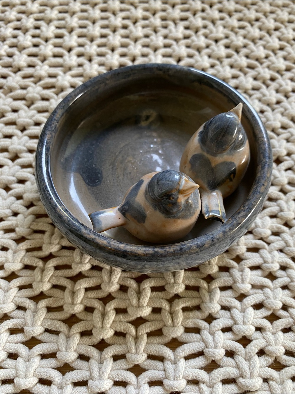 Dissing Keramik Denmark Stoneware Love Birds  Trinket Dish Bowl | Vintage 1970s